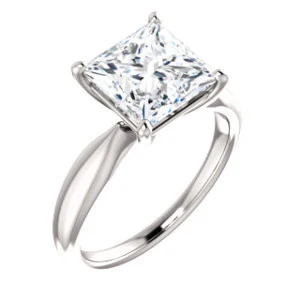 Cubic Zirconia Engagement Ring- The Nyah (Customizable Princess Cut Solitaire with Tapered Bevel Band) - Image 8