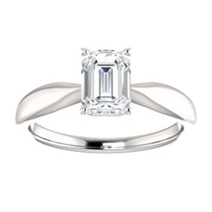 Cubic Zirconia Engagement Ring- The Nyah (Customizable Radiant Cut Solitaire with Tapered Bevel Band) - Image 10