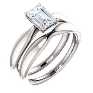 Cubic Zirconia Engagement Ring- The Nyah (Customizable Radiant Cut Solitaire with Tapered Bevel Band) - Image 13
