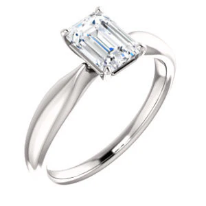 Cubic Zirconia Engagement Ring- The Nyah (Customizable Radiant Cut Solitaire with Tapered Bevel Band) - Image 2