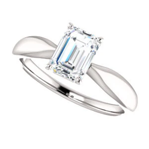 Cubic Zirconia Engagement Ring- The Nyah (Customizable Radiant Cut Solitaire with Tapered Bevel Band) - Image 6