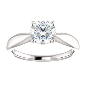 Cubic Zirconia Engagement Ring- The Nyah (Customizable Round Cut Solitaire with Tapered Bevel Band) - Image 4