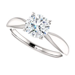 Cubic Zirconia Engagement Ring- The Nyah (Customizable Round Cut Solitaire with Tapered Bevel Band) - Image 6