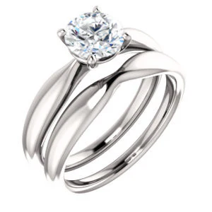 Cubic Zirconia Engagement Ring- The Nyah (Customizable Round Cut Solitaire with Tapered Bevel Band) - Image 7