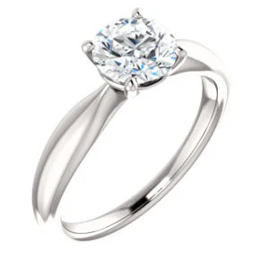 Cubic Zirconia Engagement Ring- The Nyah (Customizable Round Cut Solitaire with Tapered Bevel Band) - Image 8