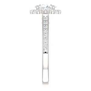 Cubic Zirconia Engagement Ring- The Oceane (Customizable Oval Cut Design with Raised Decorative-Peekaboo Trellis, Halo and Thin Pavé Band) - Image 6