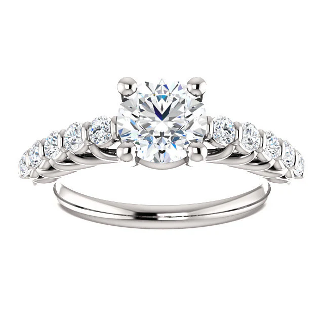 Cubic Zirconia Engagement Ring- The Pamela (Customizable 11-stone with Round Bar Setting) - Image 6