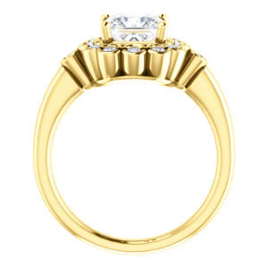 Cubic Zirconia Engagement Ring- The Raleigh (Customizable Princess Cut Design with Clustered Halo and Round Bezel Accents) - Image 3