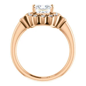 Cubic Zirconia Engagement Ring- The Raleigh (Customizable Princess Cut Design with Clustered Halo and Round Bezel Accents) - Image 8