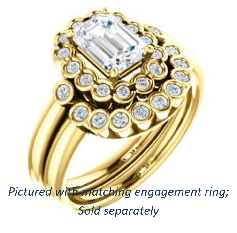 Cubic Zirconia Engagement Ring- The Raleigh (Customizable Radiant Cut Design with Clustered Halo and Round Bezel Accents) - Image 12