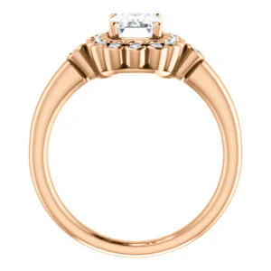 Cubic Zirconia Engagement Ring- The Raleigh (Customizable Radiant Cut Design with Clustered Halo and Round Bezel Accents) - Image 8