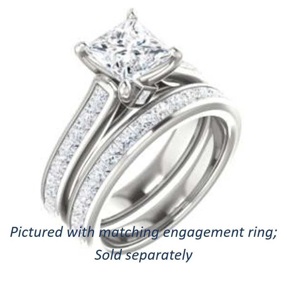 Cubic Zirconia Engagement Ring- The Rhea (Customizable Cathedral-raised Princess Cut Design with Princess Channel Band and Kite-set Princess Peekaboo Accents) - Image 7
