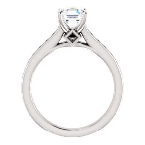 Cubic Zirconia Engagement Ring- The Rhea (Customizable Cathedral-raised Asscher Cut Design with Princess Channel Band and Kite-set Princess Peekaboo Accents) - Image 3