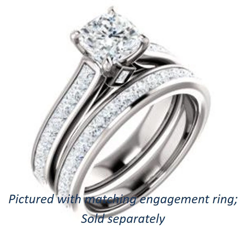 Cubic Zirconia Engagement Ring- The Rhea (Customizable Cathedral-raised Cushion Cut Design with Princess Channel Band and Kite-set Princess Peekaboo Accents) - Image 7