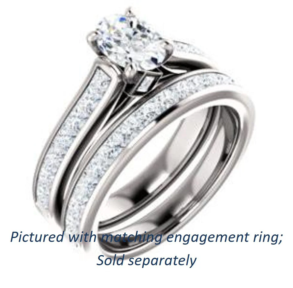 Cubic Zirconia Engagement Ring- The Rhea (Customizable Cathedral-raised Oval Cut Design with Princess Channel Band and Kite-set Princess Peekaboo Accents) - Image 12