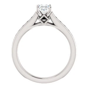 Cubic Zirconia Engagement Ring- The Rhea (Customizable Cathedral-raised Oval Cut Design with Princess Channel Band and Kite-set Princess Peekaboo Accents) - Image 3