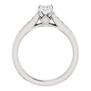 Cubic Zirconia Engagement Ring- The Rhea (Customizable Cathedral-raised Oval Cut Design with Princess Channel Band and Kite-set Princess Peekaboo Accents) - Image 8