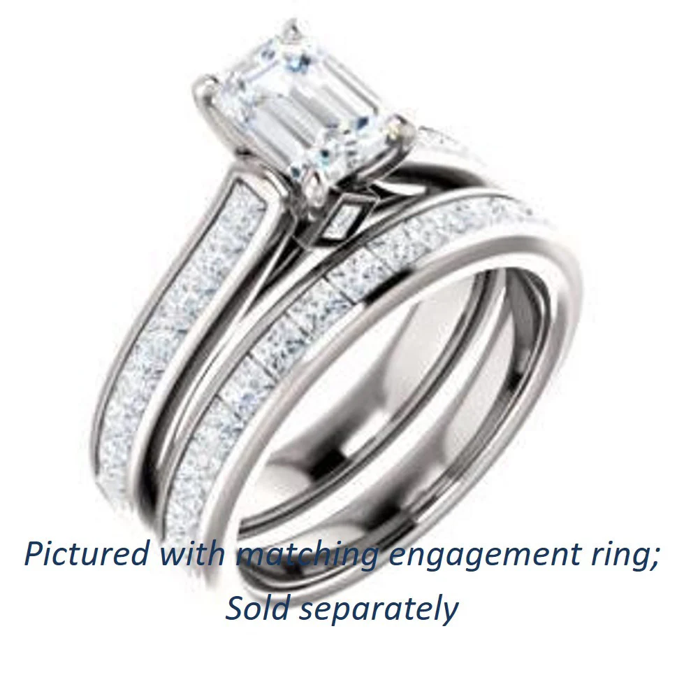Cubic Zirconia Engagement Ring- The Rhea (Customizable Cathedral-raised Radiant Cut Design with Princess Channel Band and Kite-set Princess Peekaboo Accents) - Image 12