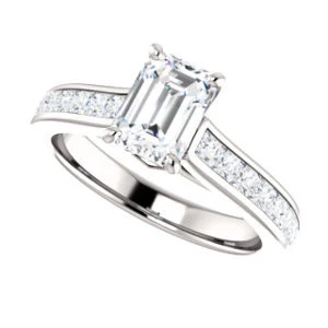 Cubic Zirconia Engagement Ring- The Rhea (Customizable Cathedral-raised Radiant Cut Design with Princess Channel Band and Kite-set Princess Peekaboo Accents) - Image 6