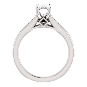 Cubic Zirconia Engagement Ring- The Rhea (Customizable Cathedral-raised Radiant Cut Design with Princess Channel Band and Kite-set Princess Peekaboo Accents) - Image 8