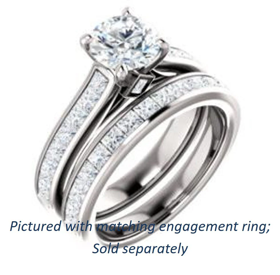 Cubic Zirconia Engagement Ring- The Rhea (Customizable Cathedral-raised Round Cut Design with Princess Channel Band and Kite-set Princess Peekaboo Accents) - Image 12