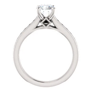Cubic Zirconia Engagement Ring- The Rhea (Customizable Cathedral-raised Round Cut Design with Princess Channel Band and Kite-set Princess Peekaboo Accents) - Image 8