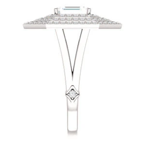 Cubic Zirconia Engagement Ring- The Roza (Customizable Triple-Halo Emerald Cut Design with Split Band and Knuckle Accents) - Image 5