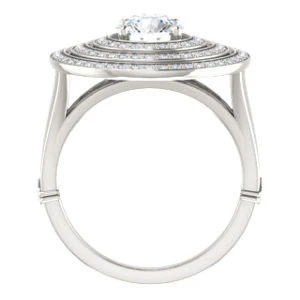 Cubic Zirconia Engagement Ring- The Roza (Customizable Triple-Halo Round Cut Design with Split Band and Knuckle Accents) - Image 3