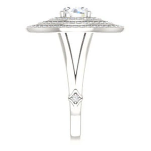 Cubic Zirconia Engagement Ring- The Roza (Customizable Triple-Halo Round Cut Design with Split Band and Knuckle Accents) - Image 5
