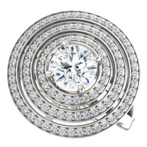 Cubic Zirconia Engagement Ring- The Roza (Customizable Triple-Halo Round Cut Design with Split Band and Knuckle Accents) - Image 6