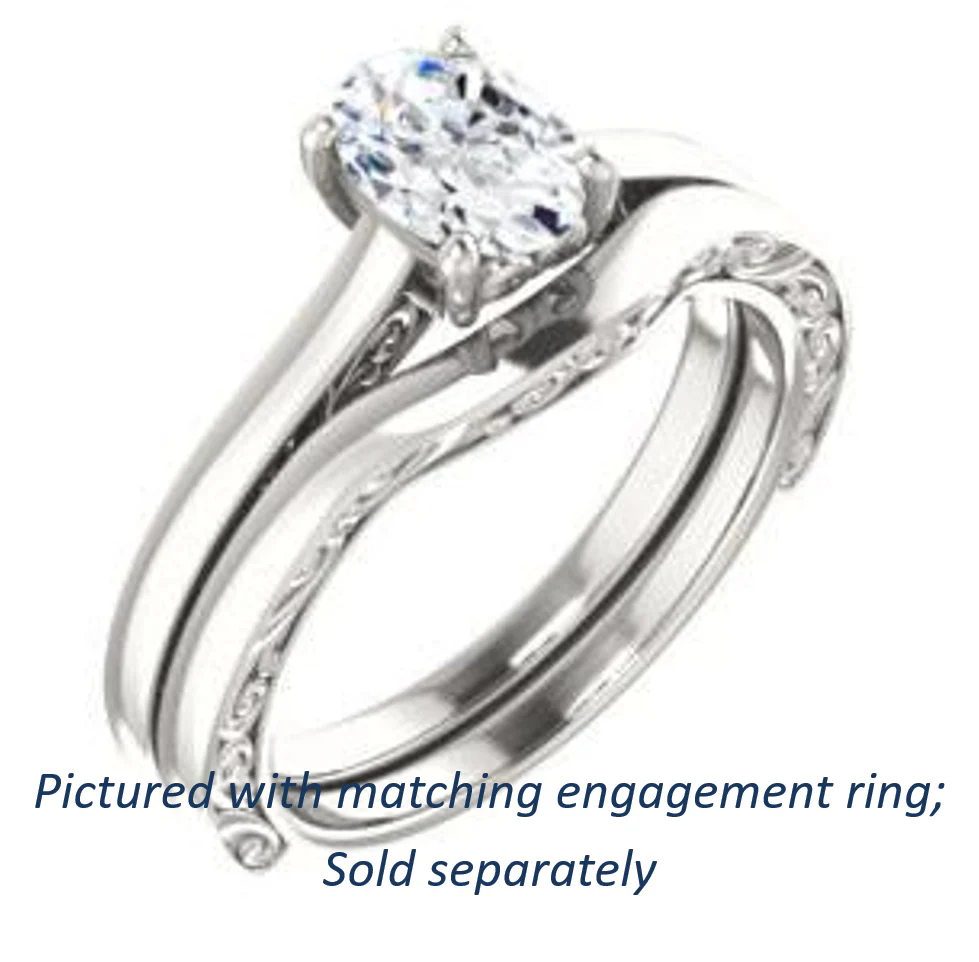 Cubic Zirconia Engagement Ring- The Salome (Customizable Oval Cut Solitaire featuring Band Filigree) - Image 7