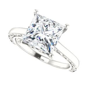 Cubic Zirconia Engagement Ring- The Salome (Customizable Princess Cut Solitaire featuring Band Filigree) - Image 6