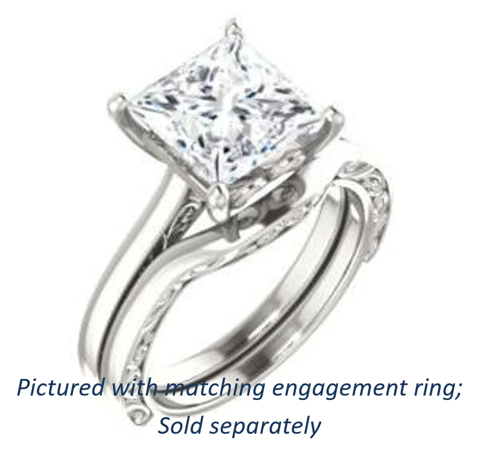 Cubic Zirconia Engagement Ring- The Salome (Customizable Princess Cut Solitaire featuring Band Filigree) - Image 7