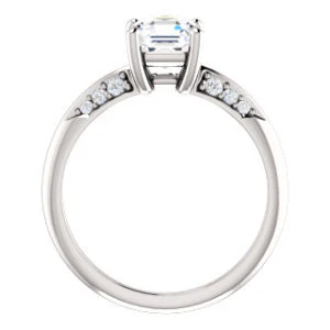 Cubic Zirconia Engagement Ring- The Savannah (Customizable Asscher Cut Artisan Design with Knife-Edged, Inset-Accent 3-sided Band) - Image 3