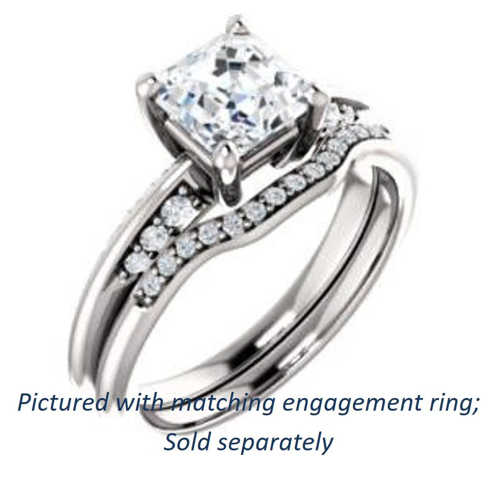 Cubic Zirconia Engagement Ring- The Savannah (Customizable Asscher Cut Artisan Design with Knife-Edged, Inset-Accent 3-sided Band) - Image 7