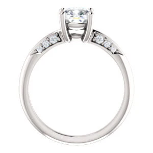 Cubic Zirconia Engagement Ring- The Savannah (Customizable Cushion Cut Artisan Design with Knife-Edged, Inset-Accent 3-sided Band) - Image 3