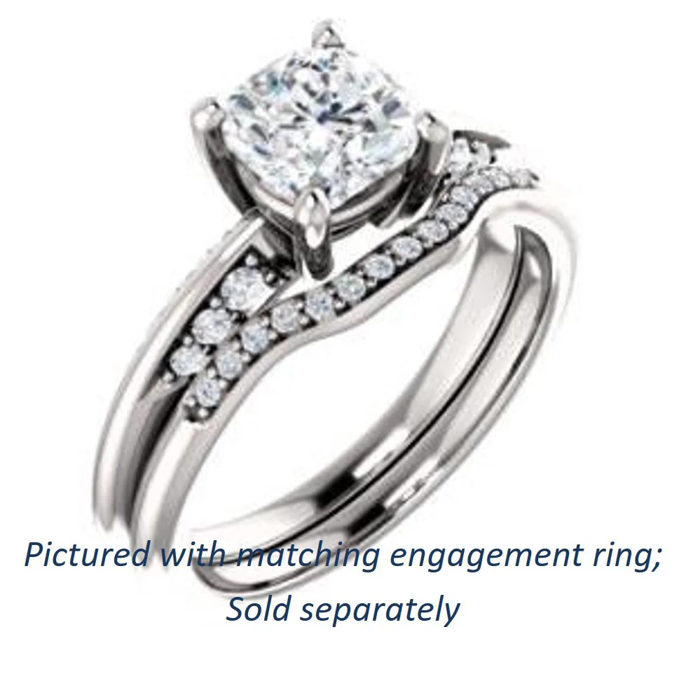 Cubic Zirconia Engagement Ring- The Savannah (Customizable Cushion Cut Artisan Design with Knife-Edged, Inset-Accent 3-sided Band) - Image 7