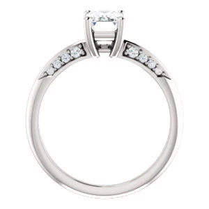 Cubic Zirconia Engagement Ring- The Savannah (Customizable Emerald Cut Artisan Design with Knife-Edged, Inset-Accent 3-sided Band) - Image 3