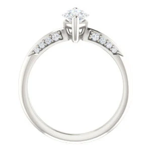 Cubic Zirconia Engagement Ring- The Savannah (Customizable Marquise Cut Artisan Design with Knife-Edged, Inset-Accent 3-sided Band) - Image 3