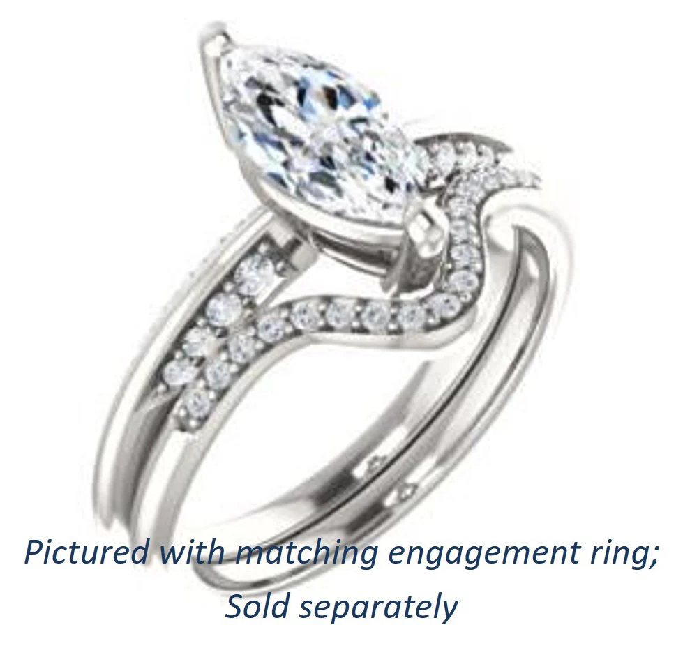 Cubic Zirconia Engagement Ring- The Savannah (Customizable Marquise Cut Artisan Design with Knife-Edged, Inset-Accent 3-sided Band) - Image 7