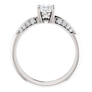 Cubic Zirconia Engagement Ring- The Savannah (Customizable Oval Cut Artisan Design with Knife-Edged, Inset-Accent 3-sided Band) - Image 3