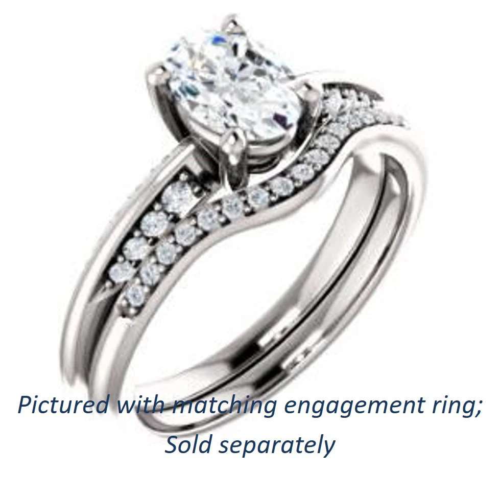 Cubic Zirconia Engagement Ring- The Savannah (Customizable Oval Cut Artisan Design with Knife-Edged, Inset-Accent 3-sided Band) - Image 7