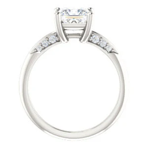 Cubic Zirconia Engagement Ring- The Savannah (Customizable Princess Cut Artisan Design with Knife-Edged, Inset-Accent 3-sided Band) - Image 3