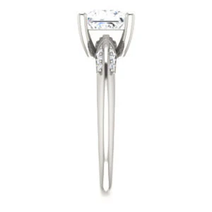 Cubic Zirconia Engagement Ring- The Savannah (Customizable Princess Cut Artisan Design with Knife-Edged, Inset-Accent 3-sided Band) - Image 5
