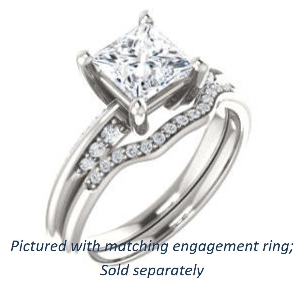 Cubic Zirconia Engagement Ring- The Savannah (Customizable Princess Cut Artisan Design with Knife-Edged, Inset-Accent 3-sided Band) - Image 7