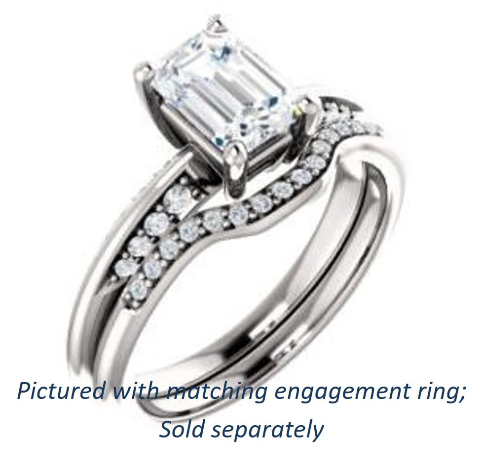 Cubic Zirconia Engagement Ring- The Savannah (Customizable Radiant Cut Artisan Design with Knife-Edged, Inset-Accent 3-sided Band) - Image 7