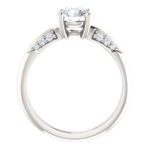 Cubic Zirconia Engagement Ring- The Savannah (Customizable Round Cut Artisan Design with Knife-Edged, Inset-Accent 3-sided Band) - Image 3
