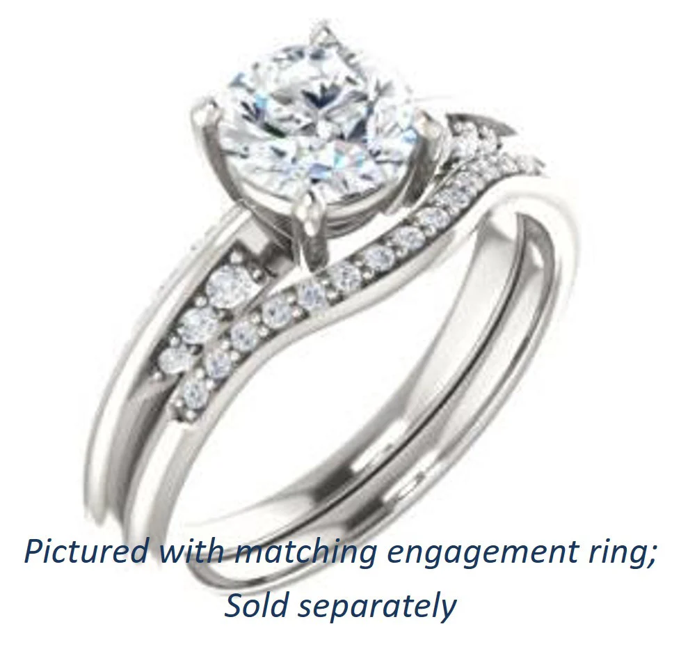 Cubic Zirconia Engagement Ring- The Savannah (Customizable Round Cut Artisan Design with Knife-Edged, Inset-Accent 3-sided Band) - Image 7