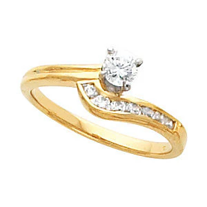 Cubic Zirconia Engagement Ring- The Shelley (Customizable Center with Petite Channel Accents) - Image 3