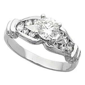 Cubic Zirconia Engagement Ring- The Sonja (Customizable Vintage 11-stone Channel Design with Ribbed Metal Band) - Image 3